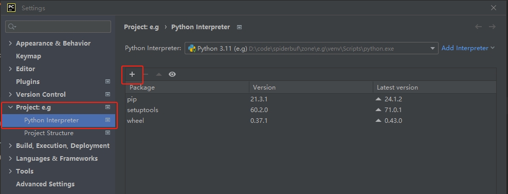 File -> Settings -> Python Interpreter